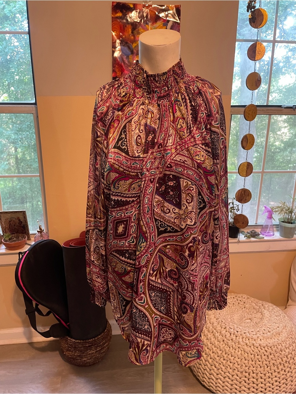 Chico's Pink Multi Paisley High-Neck Mini Dress